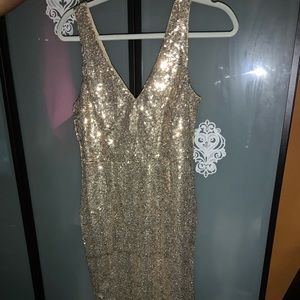 Gold glitter mini dress